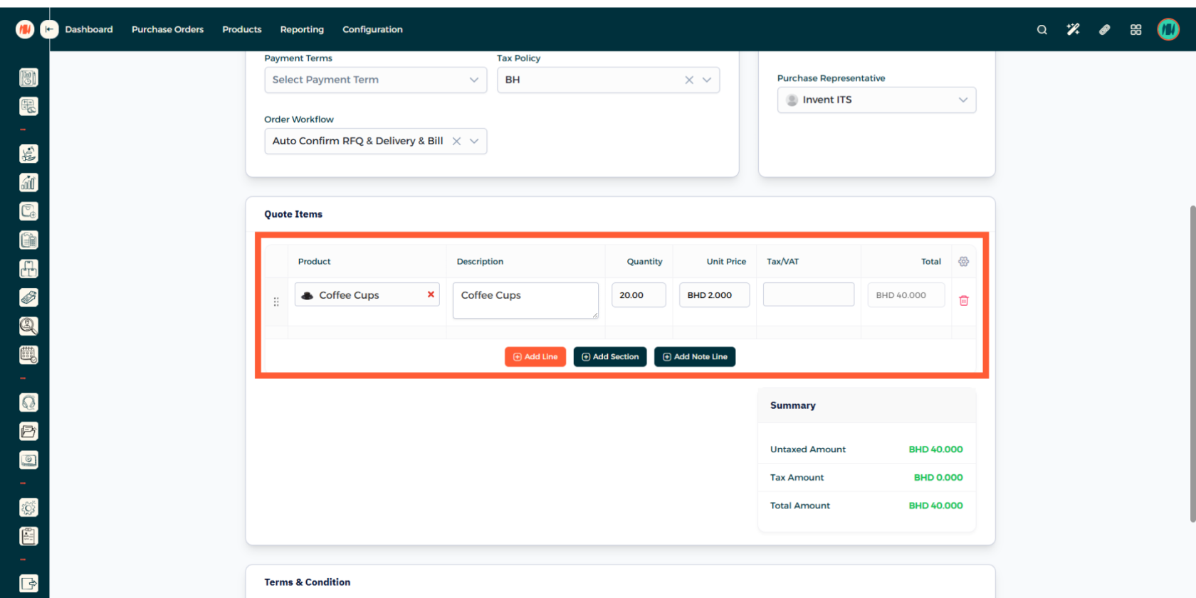 Step 11 - Create Purchase Order