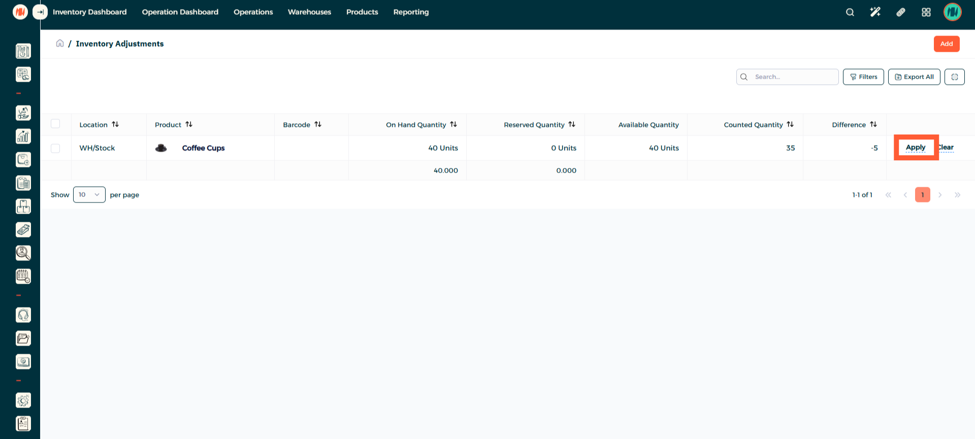 Step 17 - Perform Inventory Adjustment